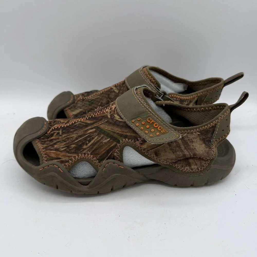 Crocs Sandals Mens 7 Swiftwater 201152 Camo Brown Water Shoe
